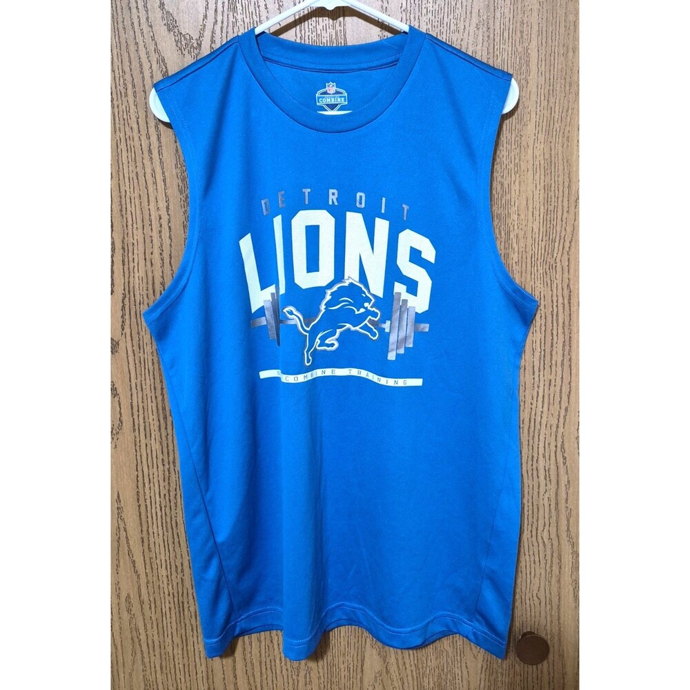 Detroit Lions Men's Blue White Official NFL Comine Training Sleeveless Jersey L